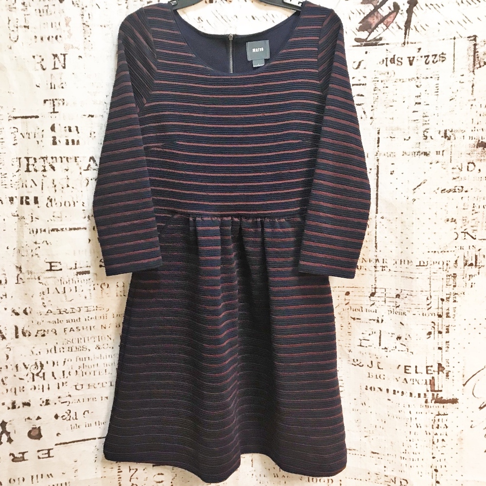 Maeve Anthropologie Brenna Dress Striped Skater - Picture 7 of 8
